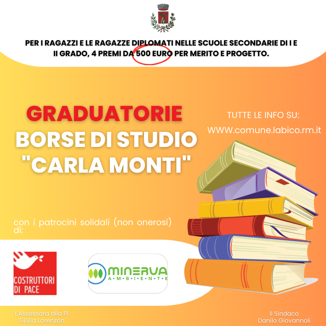 Graduatorie Borse di studio al merito scolastico "Carla Monti" A.S. 2023-2024