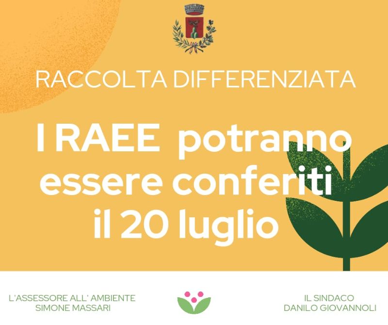 Conferimento dei RAEE il 20 Luglio.