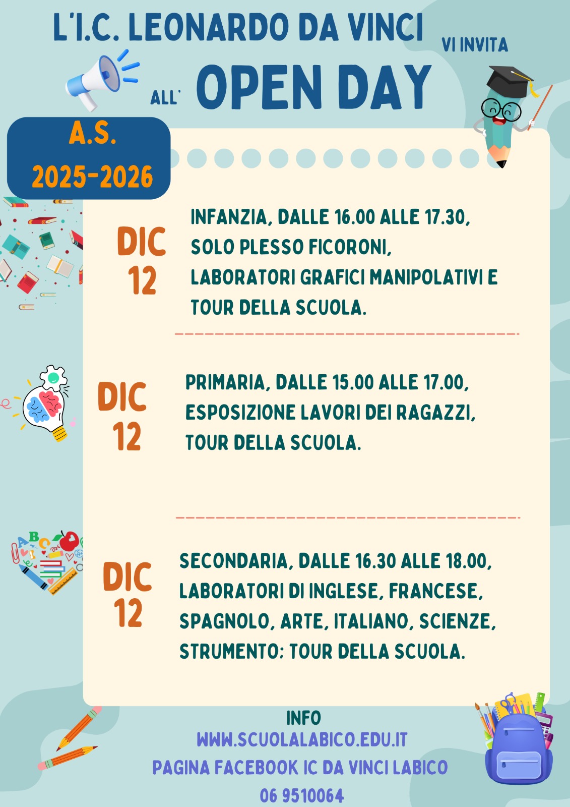 L'IC Leonardo Da Vinci  vi invita  all'Open Day As.2025-2026