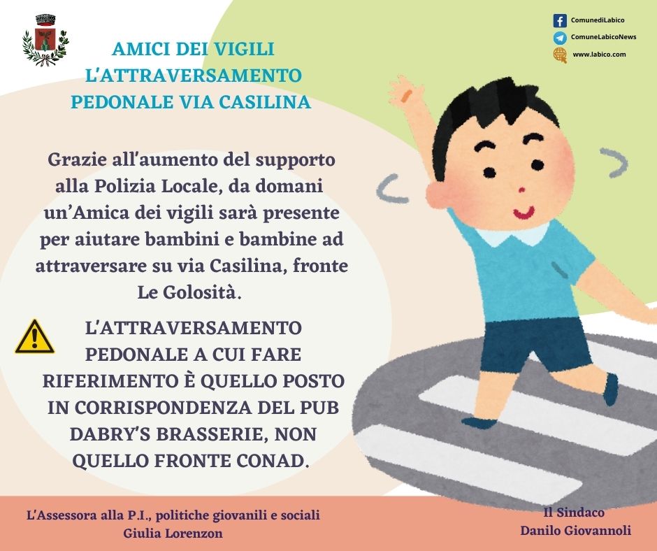 Amici dei Vigili: l'attraversamento pedonale su via Casilina!