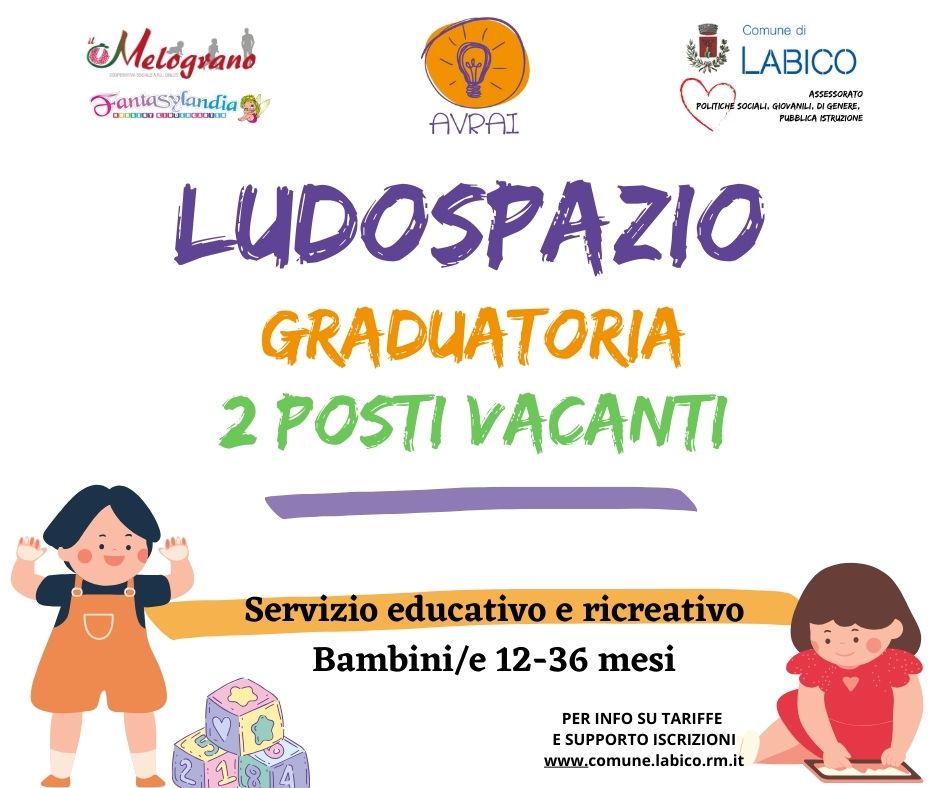 Servizio Spazio Gioco: graduatoria copertura N.02 posti vacanti